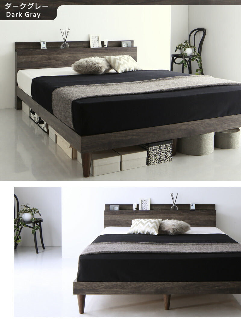 【新商品】組立設置付き 棚・コンセント付きデザインすのこベッド Alcester オルスター プレミアムボンネルコイルマットレス付き シングル 送料無料