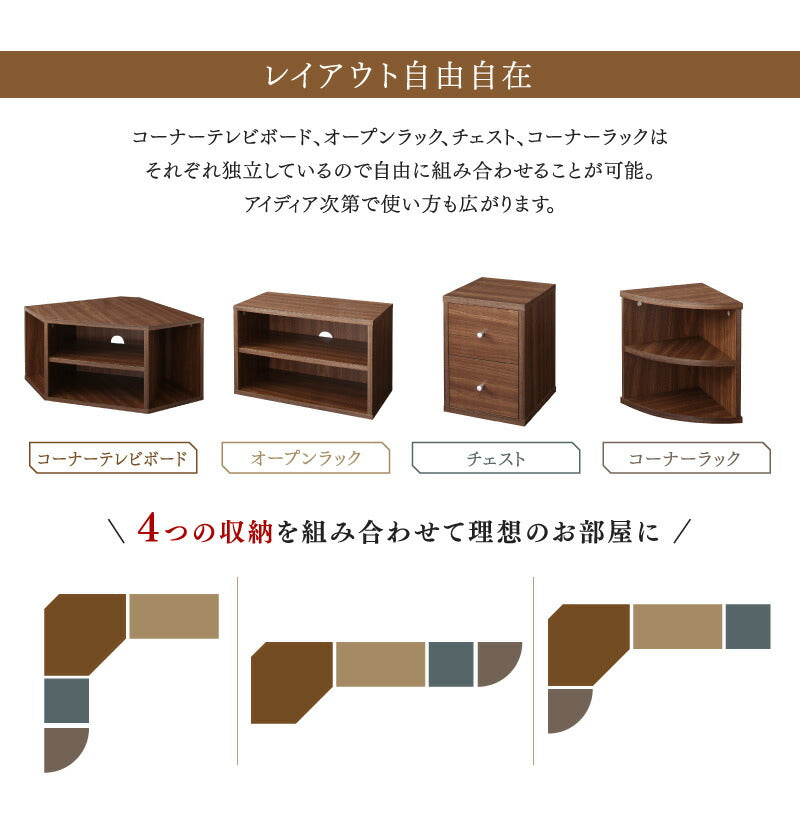 【新商品】コーナーテレビ台 ロータイプ 4点セット／コーナータイプTV台４点セット 送料無料