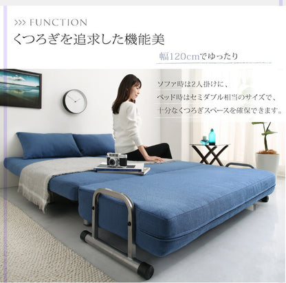 【新商品】ソファベッド 2人掛け コンパクト／1812_06 カウチソファベッド_ROLLY型 W120 送料無料