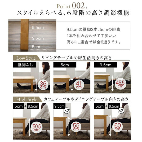 【新商品】高さ調節可能 3段階伸長式 大型こたつソファダイニング Escher エッシャー ダイニングこたつテーブル W120-180 送料無料