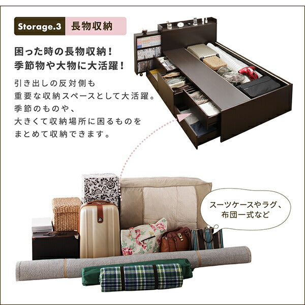 組立設置付 スライド収納付き コンパクトチェストベッド Compact-IN コンパクトイン 薄型抗菌国産ポケットコイルマットレス付き セミシングル ショート丈 送料無料