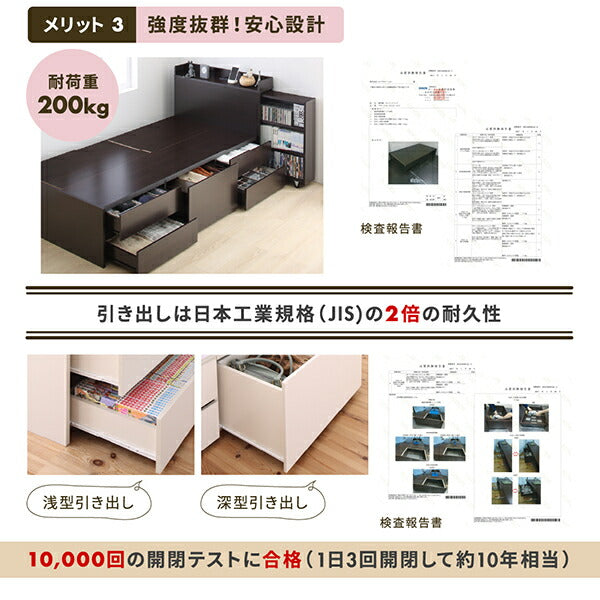 組立設置付 スライド収納付き コンパクトチェストベッド Compact-IN コンパクトイン 薄型スタンダードポケットコイルマットレス付き セミシングル ショート丈 送料無料