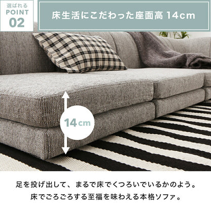 【新商品】ローソファー コーナー フロアソファー／1902_14 SP floor corner sofa 1P×3+コーナー 送料無料