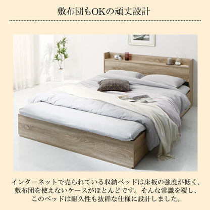 【新商品】組立設置付き 清潔に眠れる棚・コンセント付きすのこ収納ベッド Anela アネラ ベッドフレームのみ ダブル 送料無料