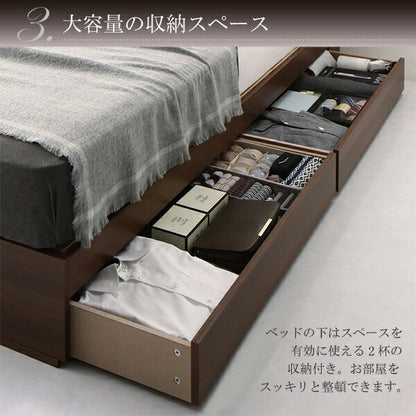 【新商品】清潔に眠れる棚・コンセント付きすのこ収納ベッド Anela アネラ 国産カバーポケットコイルマットレス付き シングル 送料無料