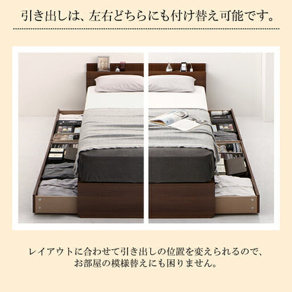 【新商品】組立設置付き 清潔に眠れる棚・コンセント付きすのこ収納ベッド Anela アネラ マルチラススーパースプリングマットレス付き ダブル 送料無料