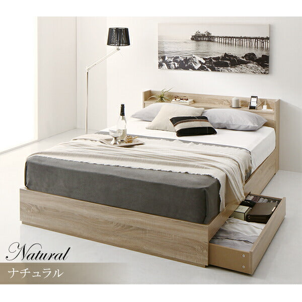 【新商品】組立設置付き 清潔に眠れる棚・コンセント付きすのこ収納ベッド Anela アネラ プレミアムボンネルコイルマットレス付き ダブル 送料無料
