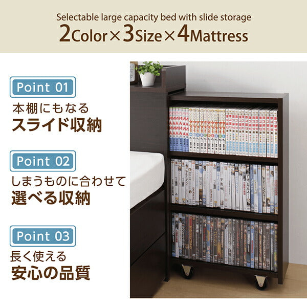 お客様組立 タイプが選べる大容量収納ベッド Select-IN セレクトイン プレミアムボンネルコイルマットレス付き チェスト収納 セミシングル 送料無料