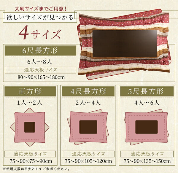 【新商品】ふっくら綿入り うさぎ和柄こたつ布団 つきひ 掛布団&amp;敷布団2点セット 4尺長方形(80×120cm)天板対応 送料無料