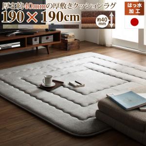 【新商品】厚み40mmのふっくら厚敷きクッションラグ Vermeer フェルメル 190×190cm 送料無料