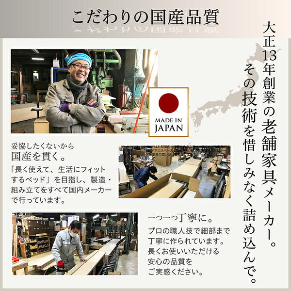 組立設置付 国産 多機能頑丈すのこチェストベッド Salberg サルベルグ 薄型抗菌国産ポケットコイルマットレス付き セミシングル 送料無料