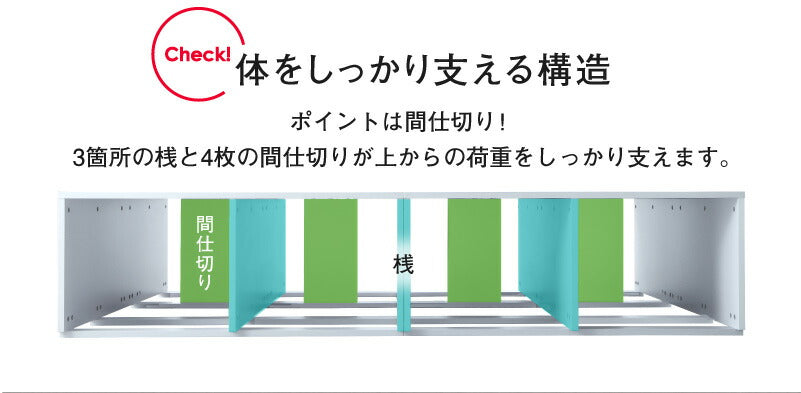 組立設置付き ベッド チェストベッド 大容量収納ベッド／センペール2 薄型プレミアムポケットコイルマットレス付き ハイタイプ 引き出しなし セミダブル