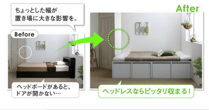 組立設置付き ベッド チェストベッド 大容量収納ベッド／センペール2 薄型プレミアムポケットコイルマットレス付き ハイタイプ 引き出し4杯 セミダブル