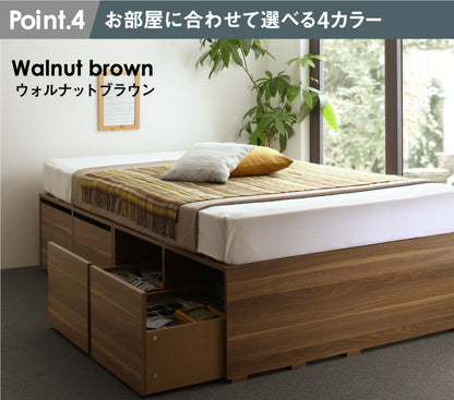 組立設置付き ベッド チェストベッド 大容量収納ベッド／センペール2 薄型プレミアムボンネルコイルマットレス付き ハイタイプ 引き出しなし セミダブル