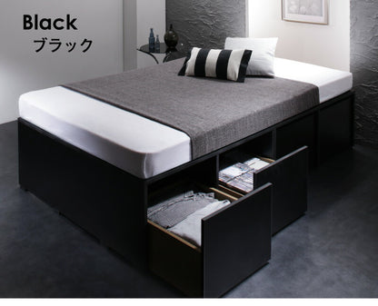 組立設置付き ベッド チェストベッド 大容量収納ベッド／センペール2 薄型スタンダードポケットコイルマットレス付き ハイタイプ 引き出し4杯 セミダブル