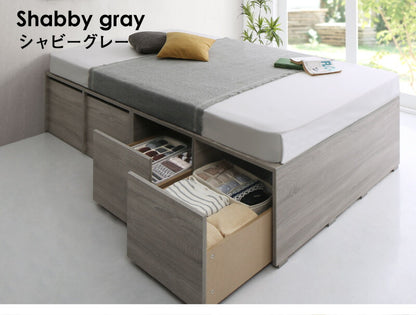 【新商品】組立設置付き ベッド チェストベッド 大容量収納ベッド／センペール2 薄型プレミアムボンネルコイルマットレス付き ハイタイプ 引き出しなし シングル 送料無料