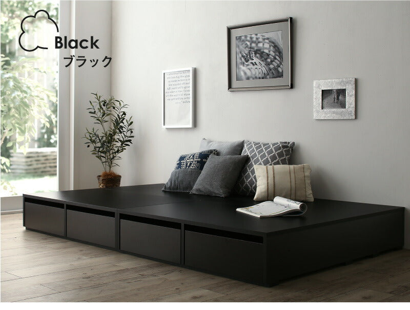 組立設置付き ベッド チェストベッド 大容量収納ベッド／センペール2 薄型スタンダードボンネルコイルマットレス付き ロータイプ 引き出し2杯 セミダブル
