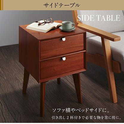 【新商品】天然木マホガニー材 北欧ヴィンテージ風リビング収納シリーズ Zinole ジノレ サイドテーブル W40 送料無料