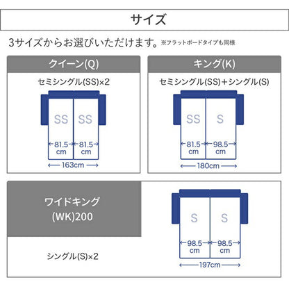 クッションボード連結ローベッド Delanna デランナ ベッドフレームのみ フラットタイプ+棚付クッション クイーン(SS×2) 送料無料
