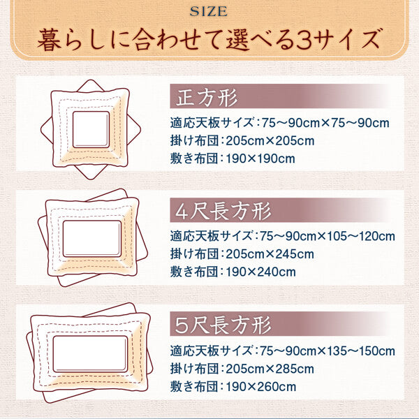 和レトロこたつ布団 春万知 はるまち 掛布団&amp;敷布団2点セット 正方形(80×80cm)天板対応 送料無料