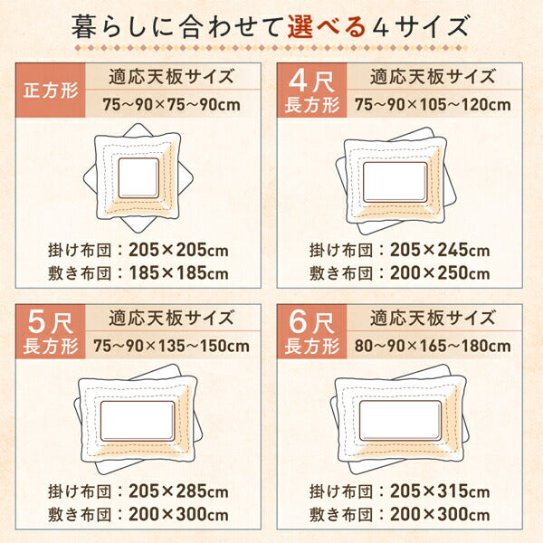 ギャッベ柄グラデーションデザインこたつ布団 Talvi タルヴィ 掛布団&amp;ラグ2点セット 5尺長方形(90×150cm)天板対応 送料無料