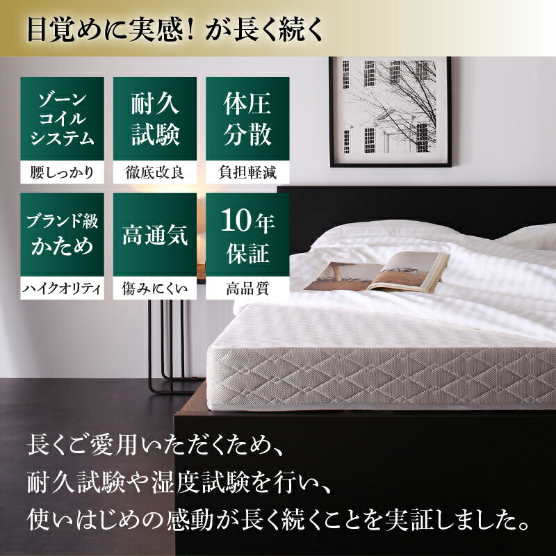 ゾーンコイルマットレス 抗菌防臭 防ダニ　高反発 硬め バランスタイプ zone-coil ダブル 送料無料
