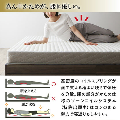 ゾーンコイルマットレス 抗菌防臭 防ダニ　高反発 硬め バランスタイプ zone-coil セミダブル 送料無料