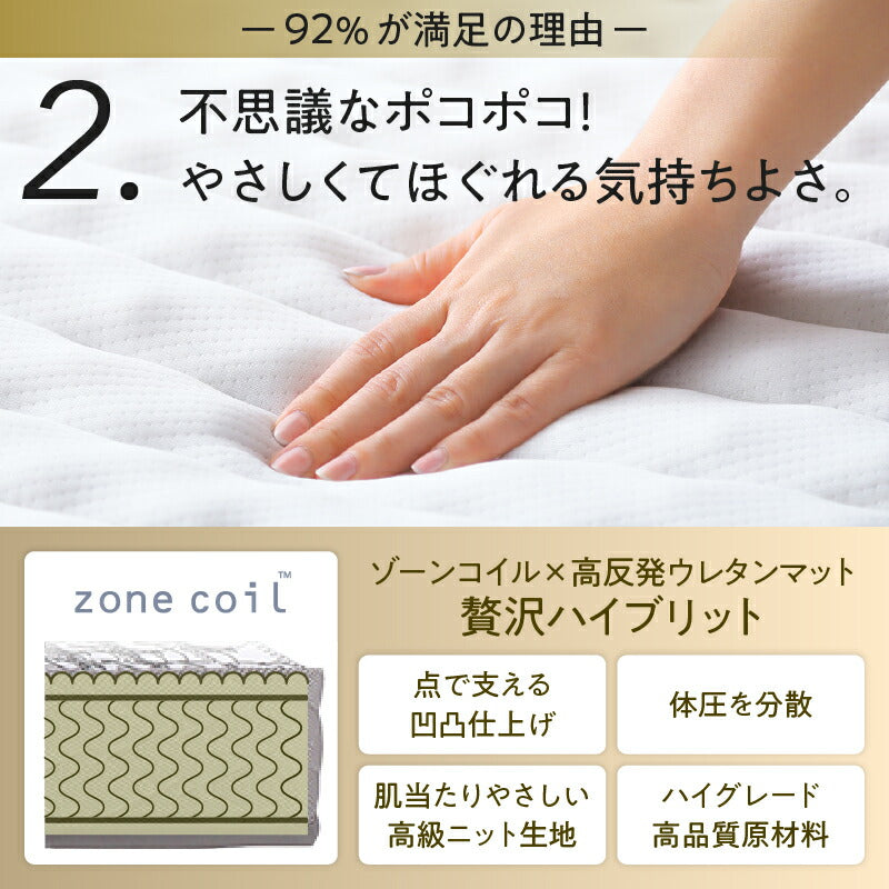 ゾーンコイルマットレス 抗菌防臭 防ダニ　高反発 硬め バランスタイプ zone-coil セミダブル 送料無料