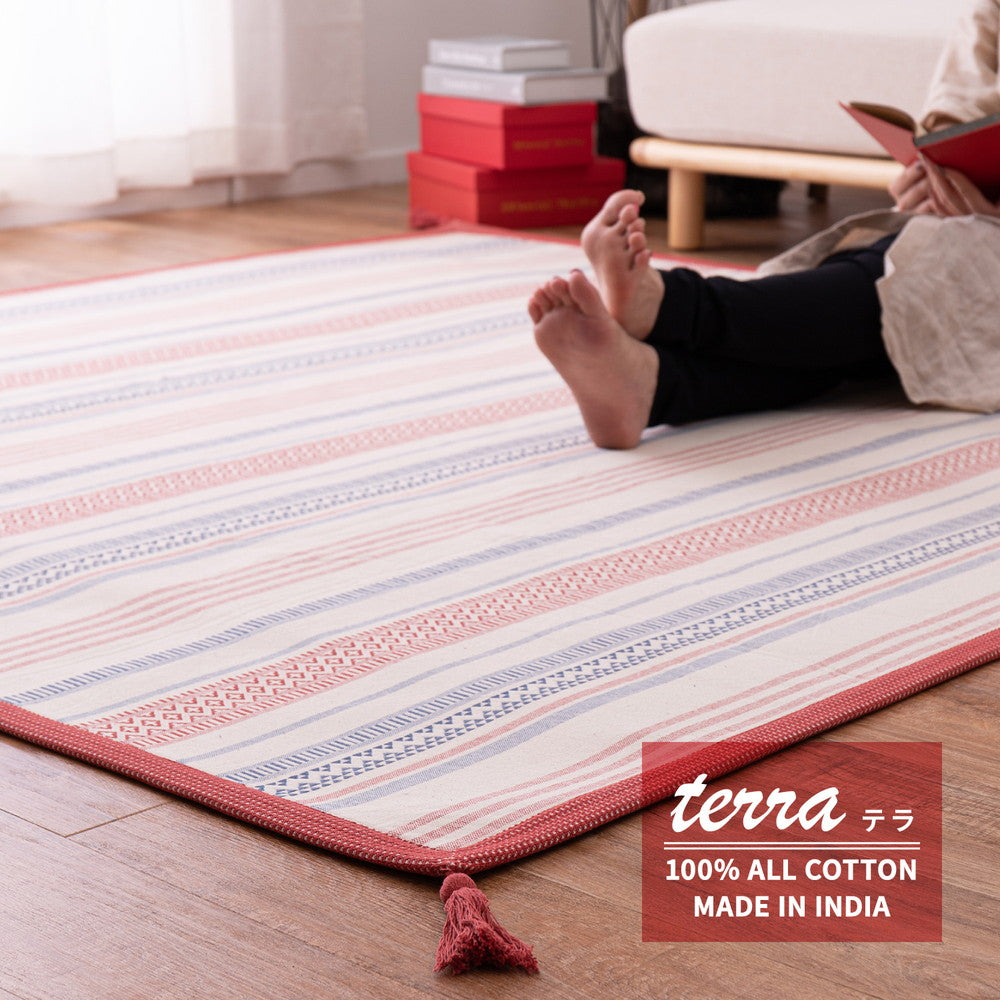 洗えるインド綿ラグ　テラ　すべり止め付き 130x185cm 送料無料