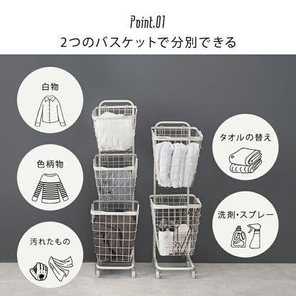 ２段ランドリーラック（角型）-KR- 33×39×108cm 送料無料