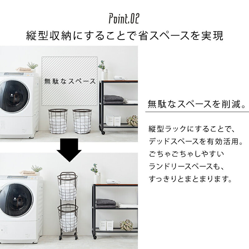 ２段ランドリーラック（角型）-KR- 33×39×108cm 送料無料