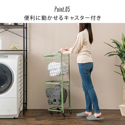 ２段ランドリーラック（丸型）-KR- 34.5×39×108cm 送料無料