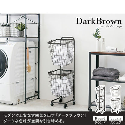 ２段ランドリーラック（丸型）-KR- 34.5×39×108cm 送料無料