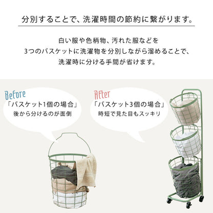 ３段ランドリーラック（角型）-KR- 33×39×124cm 送料無料