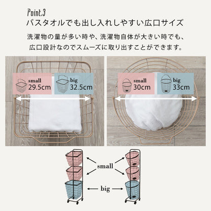 ３段ランドリーラック（角型）-KR- 33×39×124cm 送料無料