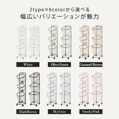 ３段ランドリーラック（丸型）-KR- 34.5×39×124cm 送料無料