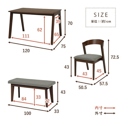 ダイニング4点セット-MI-デザインチェア 120×75×70cm 送料無料