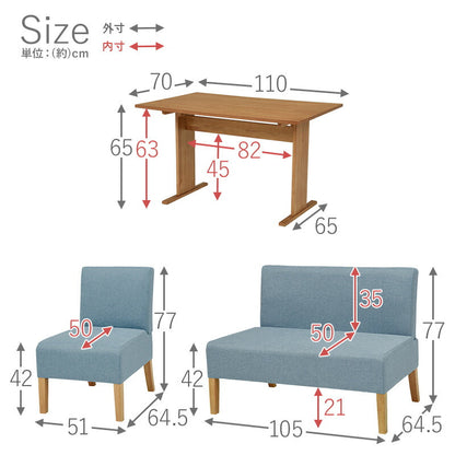 ダイニング４点セット-SH-背もたれ付き 110×70×65cm 送料無料