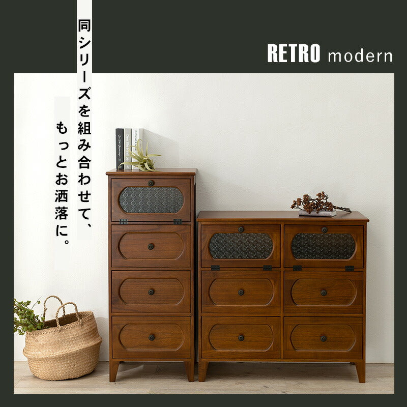 チェスト-MCH51-レトロ 4段 42×32×100cm 送料無料