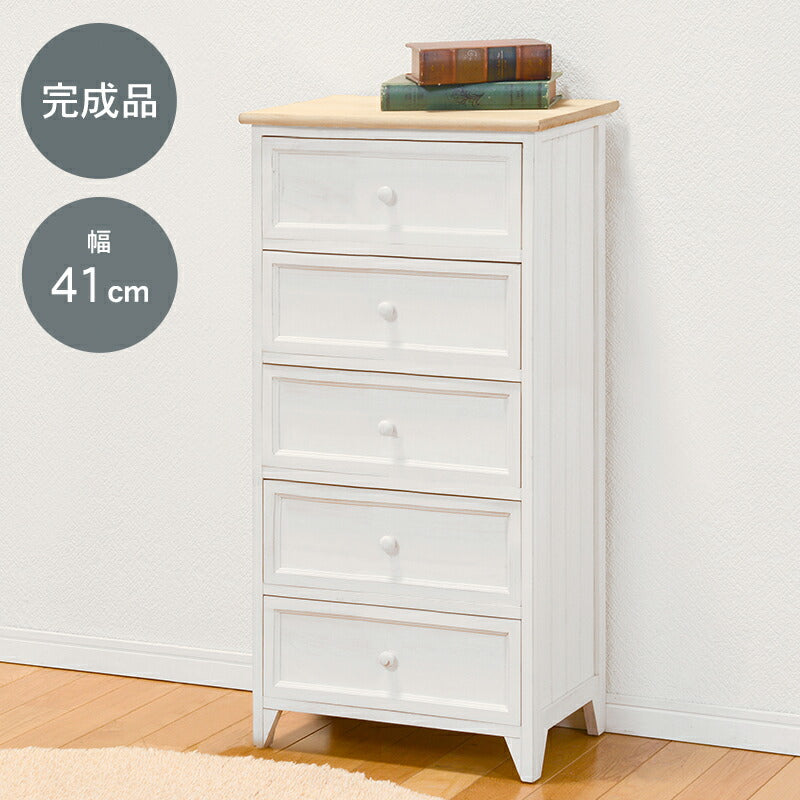 チェスト-MCH52-アンティーク天板 5段 41×31×93cm 送料無料