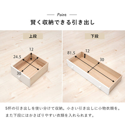 チェスト-MCH-丸取っ手ワイド 5杯 87×37×55cm 送料無料