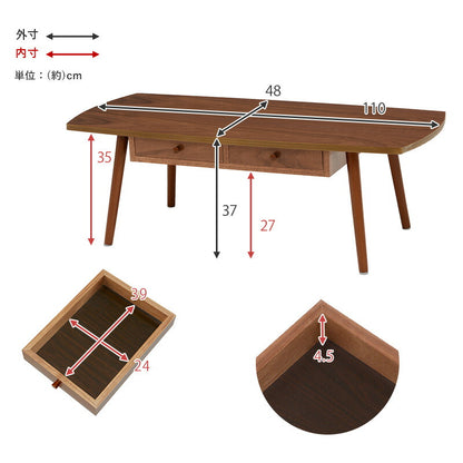テーブル-MT-スクエア-引出し付き 110×48×37cm 送料無料
