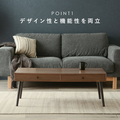テーブル-MT-天然木両面引出し 100×45×37cm 送料無料
