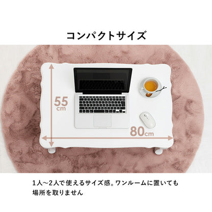 折れ脚テーブル-MT-天板アンティークデザイン 80×55×33.5cm 送料無料