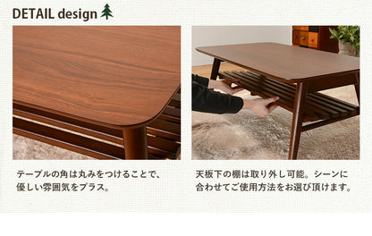 折れ脚テーブル-MT-天板長方形-棚付き 90×50×35cm 送料無料