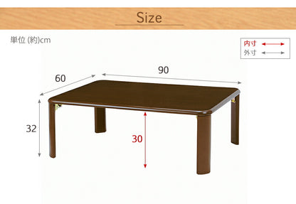 折れ脚テーブル-VT-コンパクト収納 90×60×32cm 送料無料