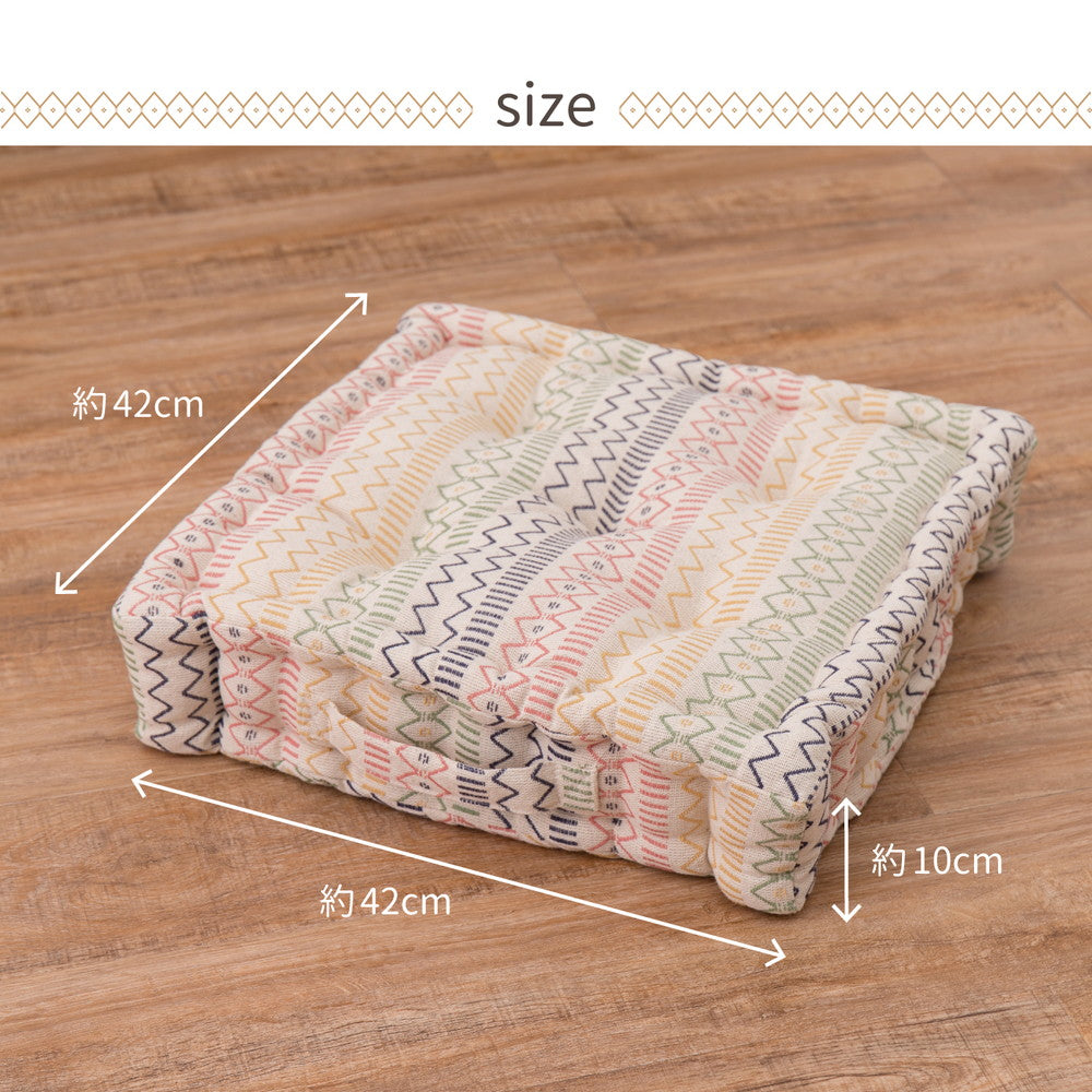 インド綿クッキークッション ハシーナ 42×42×10cm 送料無料