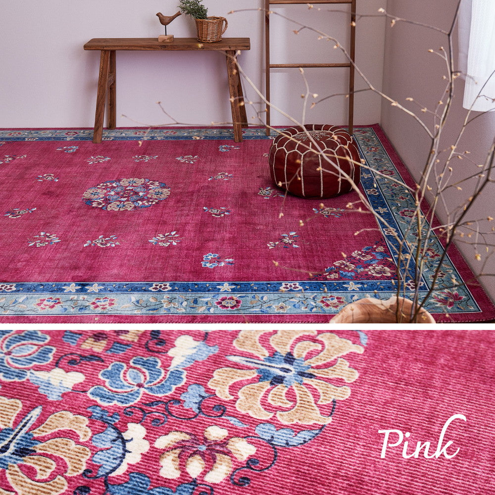 シノワズリデザインのプリントラグ ミュゲ 130×190cm 送料無料