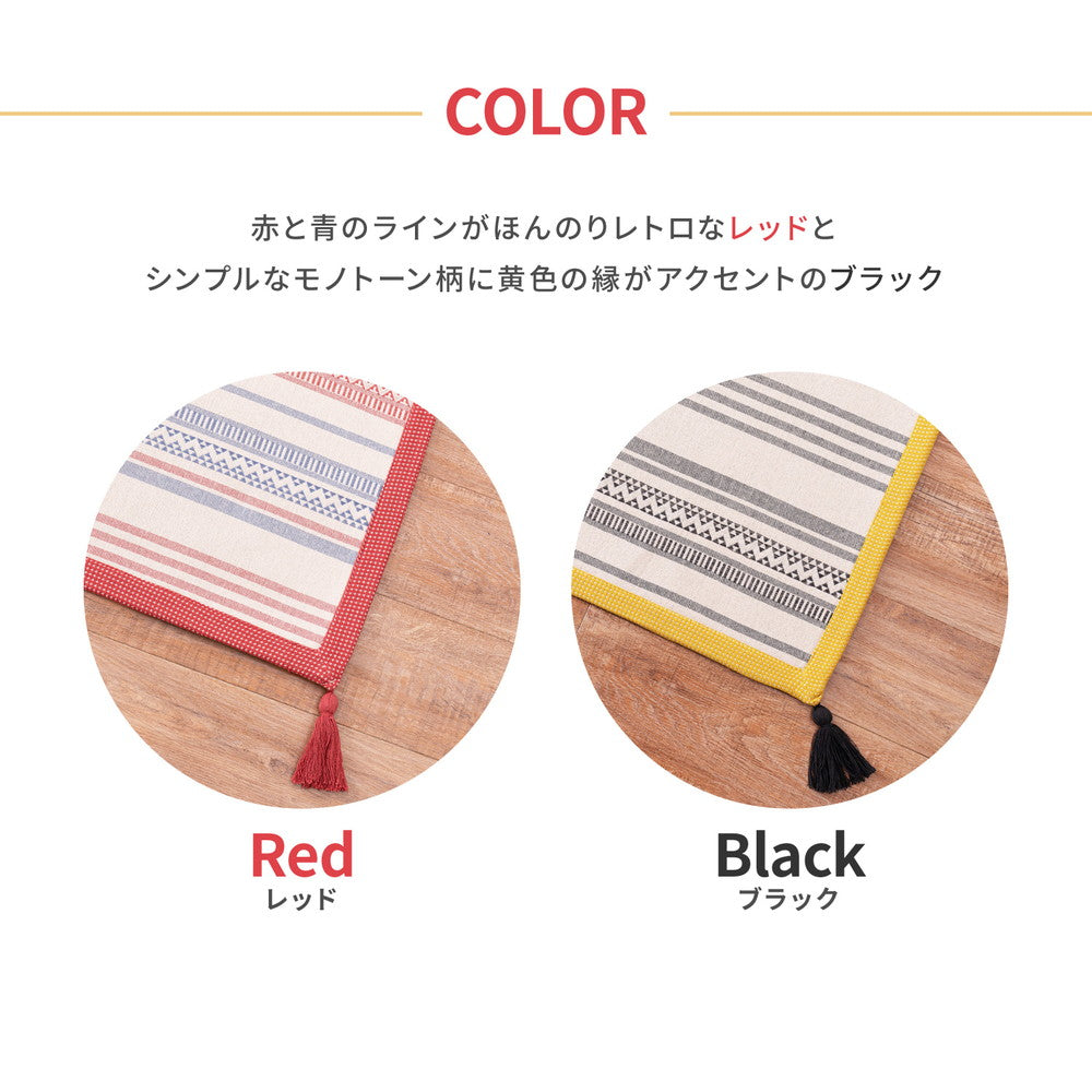 ふっくらインド綿ラグ テラ すべり止め付き 63×170cm 送料無料