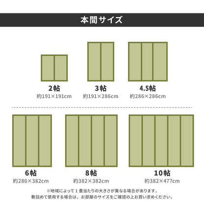 フリーカット裏付き い草カーペット みすず 補修テープ付き 江戸間 6帖（261×352） 送料無料